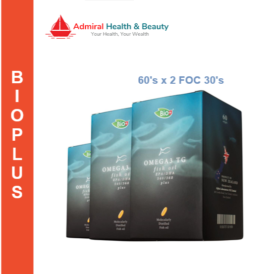 BioPlus Omega 3 TG Fish Oil 1500mg (30 + 30 enteric softgels) EPA 540 ...