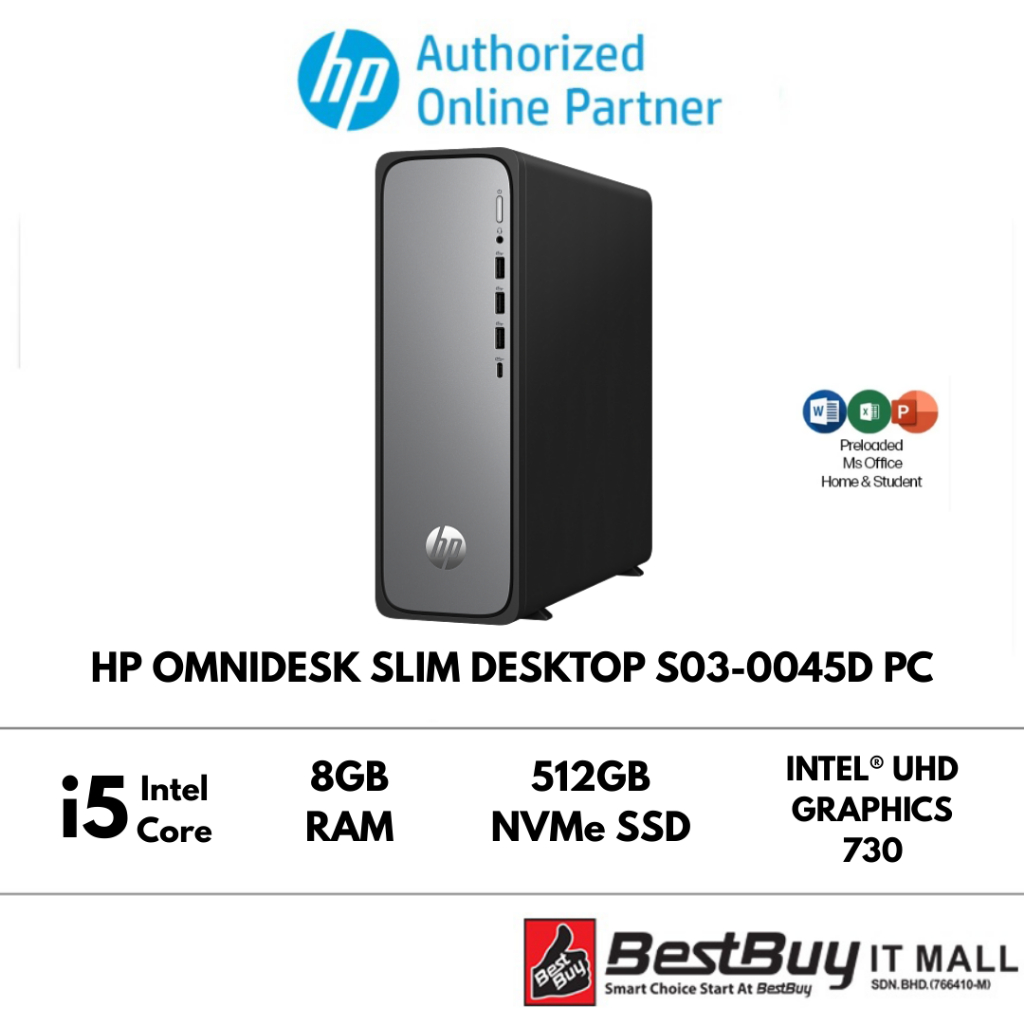 HP OmniDesk Slim Desktop S03-0045d PC (C3QJ8PA) [Intel® Core™ i5 14400 ...