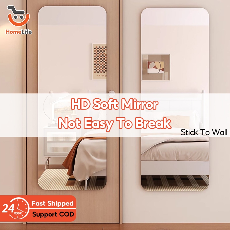 27X17CM HD Acrylic Mirror Wall Sticker Soft Mirror Unbreakable Mirror ...