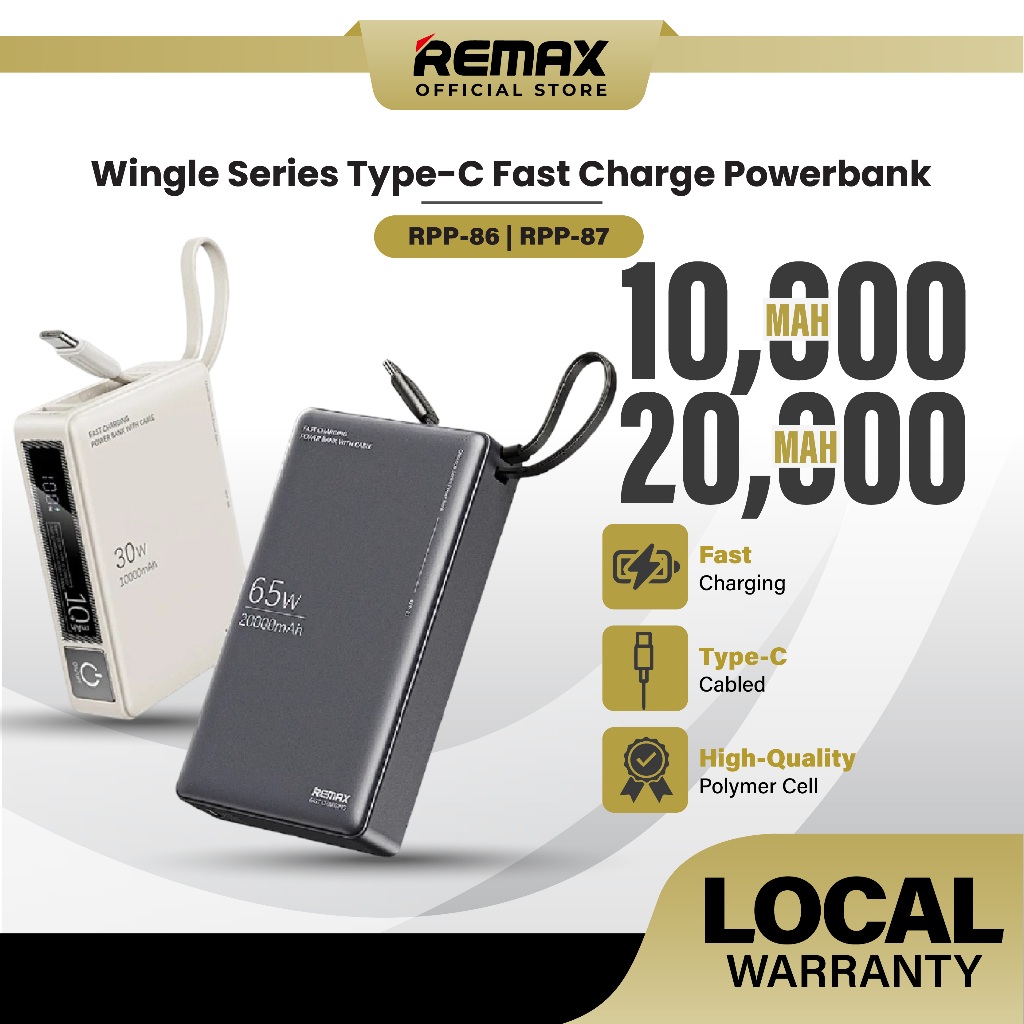 [ CCC ] REMAX RPP-86/RPP-87 Wingle Series Type-C Cabled 30W+22.5W/65W ...