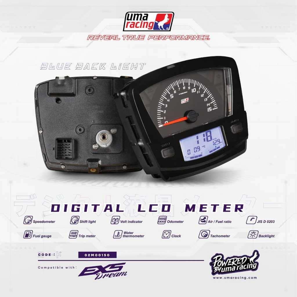 UMA RACING METER DIGITAL LCD EX5 DREAM BLUE BACK LIGHT 02M00150 ...