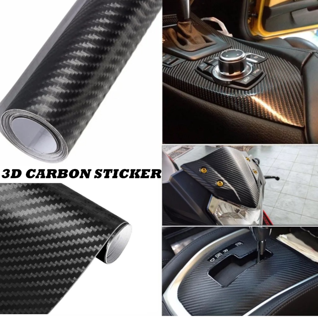 Car 3D Carbon Fiber Sticker Vinyl Wrap Body Sticker Bumper Side Mirror ...