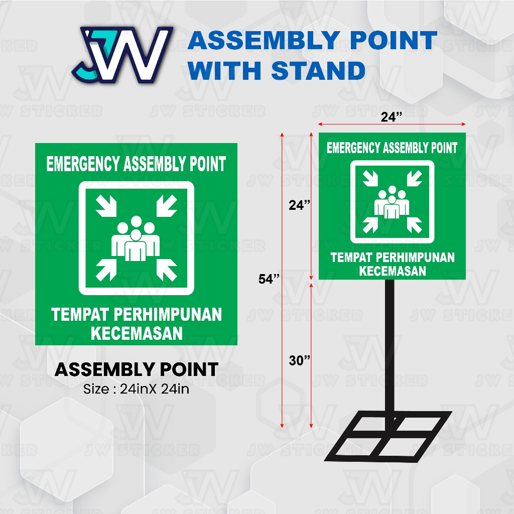 Emergency Assembly Point Stand Metal Standee Sign Tempat Berkumpul ⛔ ...