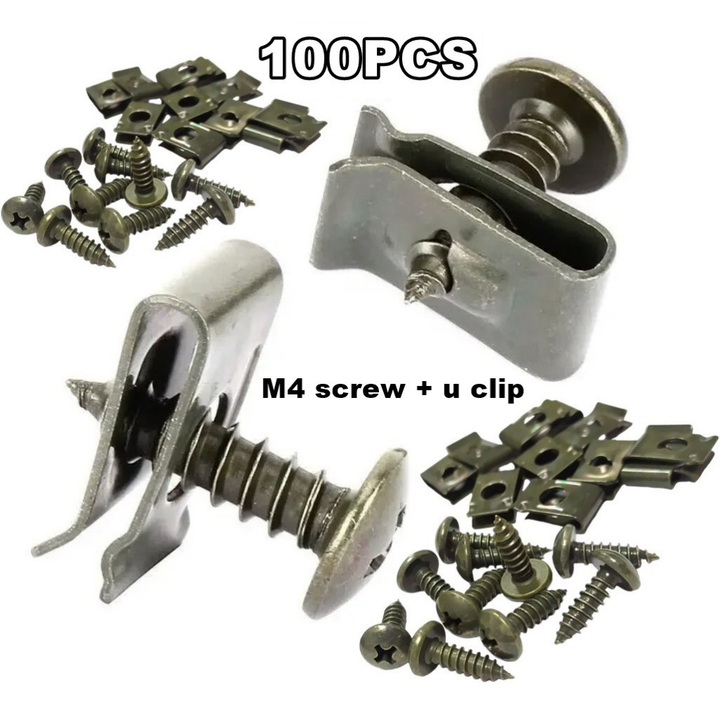100PCS M4 Spring Clip M4 Screw Skru Cover Set Body Motorcycle Screw ...