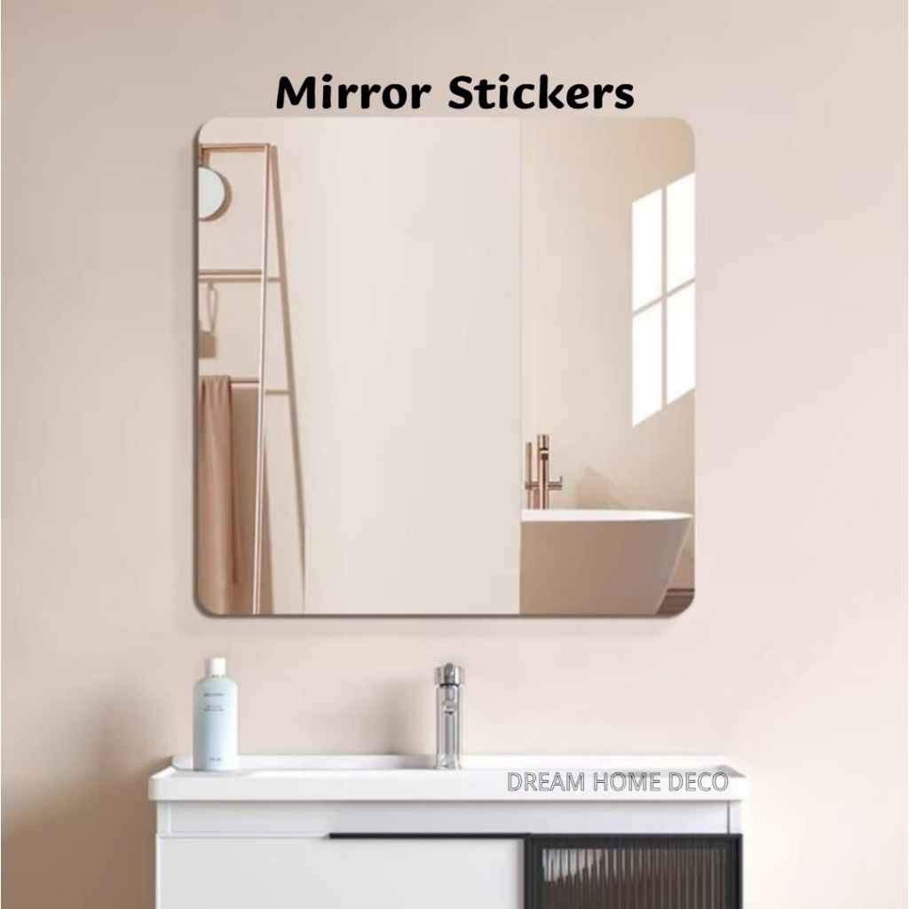 20cm x 20cm 30cm x 30cm Modern Adhesive Mirror Sticker Waterproof ...