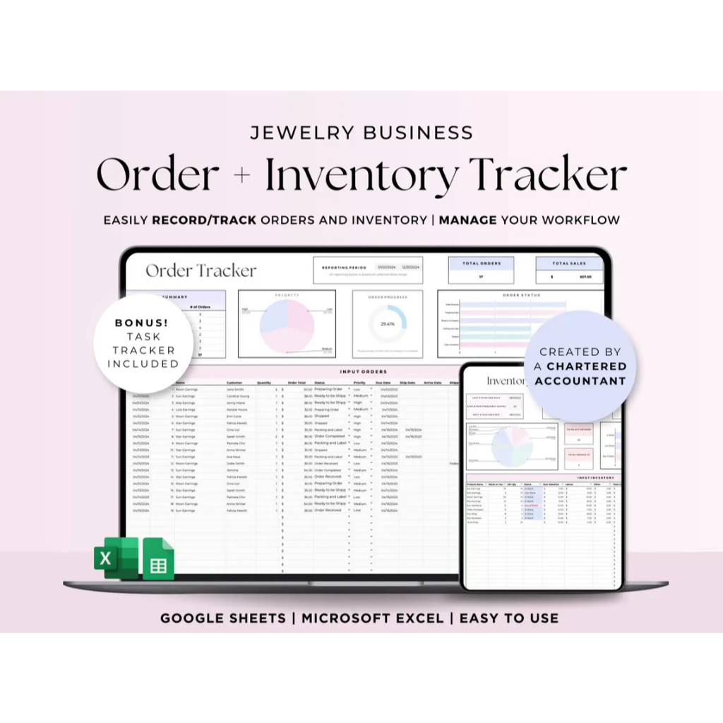 Jewelry Inventory Tracker Google Sheets Order Tracker Excel Log ...