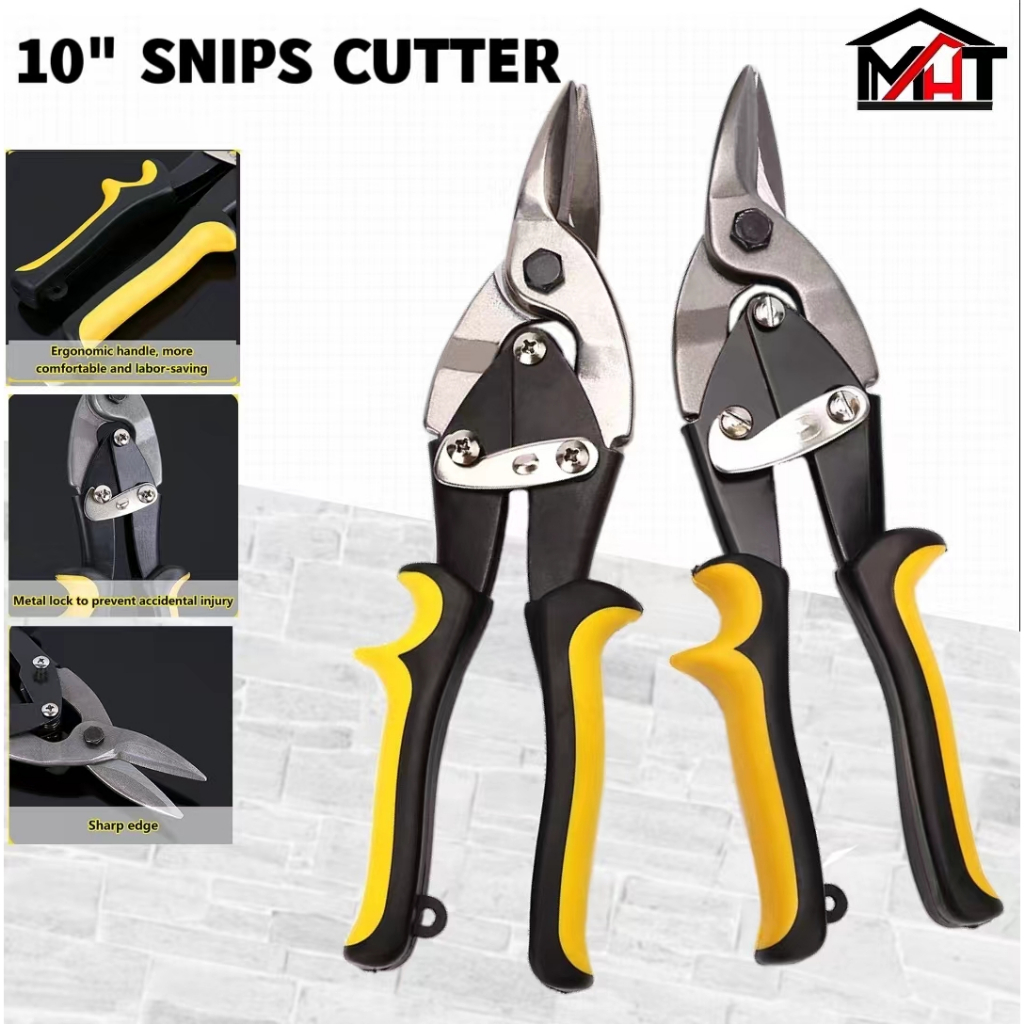 thumbnail interactive-video image 1 of 10" Straight Cut Aviation Snips - Serrated Jaws For Clean Metal Cuts, Color Coded Handles 1 of 6