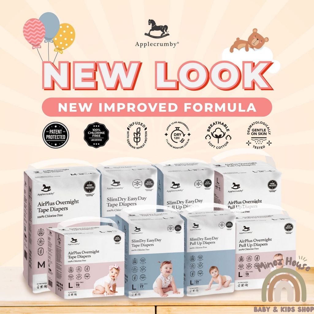 Applecrumby Air Plus Overnight Pull Up/ Tape Diaper Applecrumby Pure