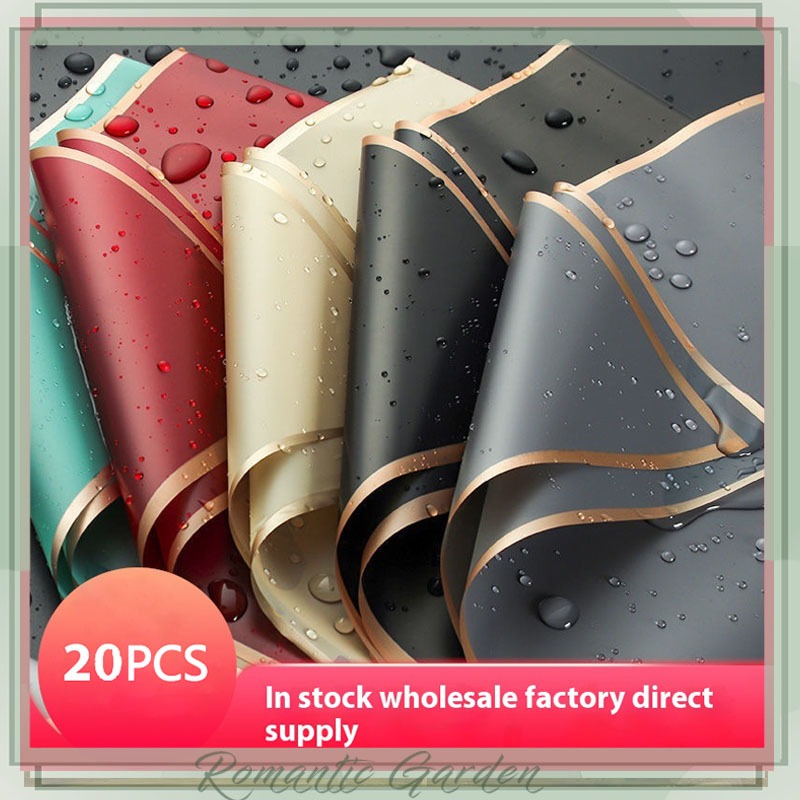 (20PCS) GOLD RIM Waterproof Flower Wrapping Paper Bouquet Gift Florist ...