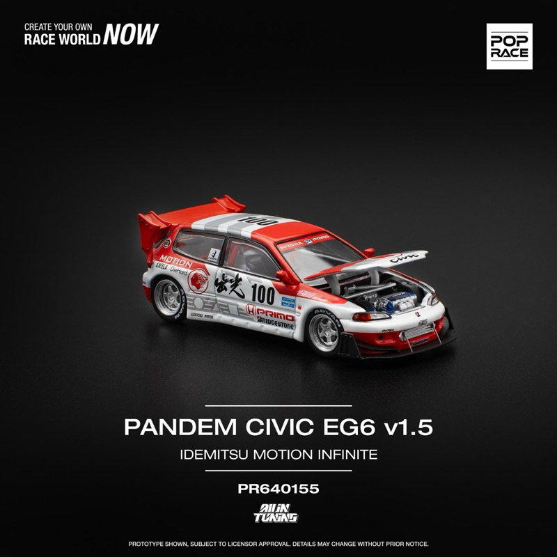 Modèle Réduit Voiture 1:64 Honda Civic EG6 Pandem Idemitsu - Pop Race - Neuf En Boîte