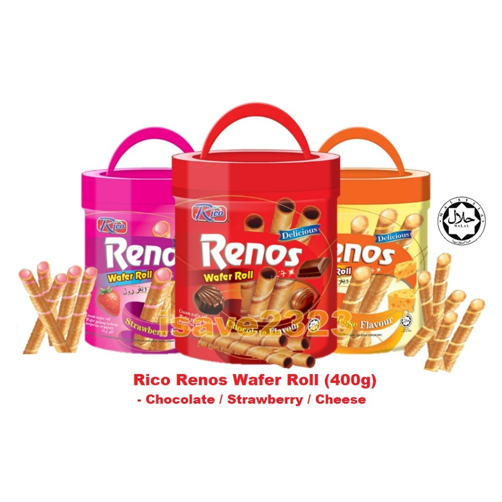 [HALAL] Rico Renos Wafer Roll (400g) - Chocolate / Strawberry / Cheese ...