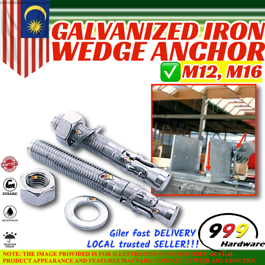 999 Galvanised Iron M12 M16 Wedge Anchor/ Threaded Expansion Anchor