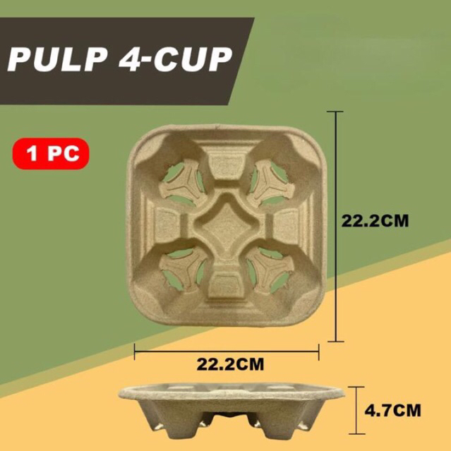 (197/001) Biodegradable Paper Cup Carrier Tray for 4 Cup/Molded Paper ...