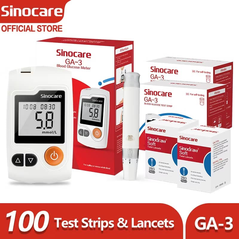 Sinocare GA3 Blood Glucose Monitor with 100 pcs Test Strips 100 pcs
