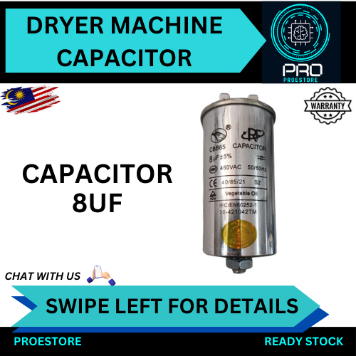 KAPASITOR Mesin Pengering Dryer Machine 8UF Kapasitor / Capasitor ...