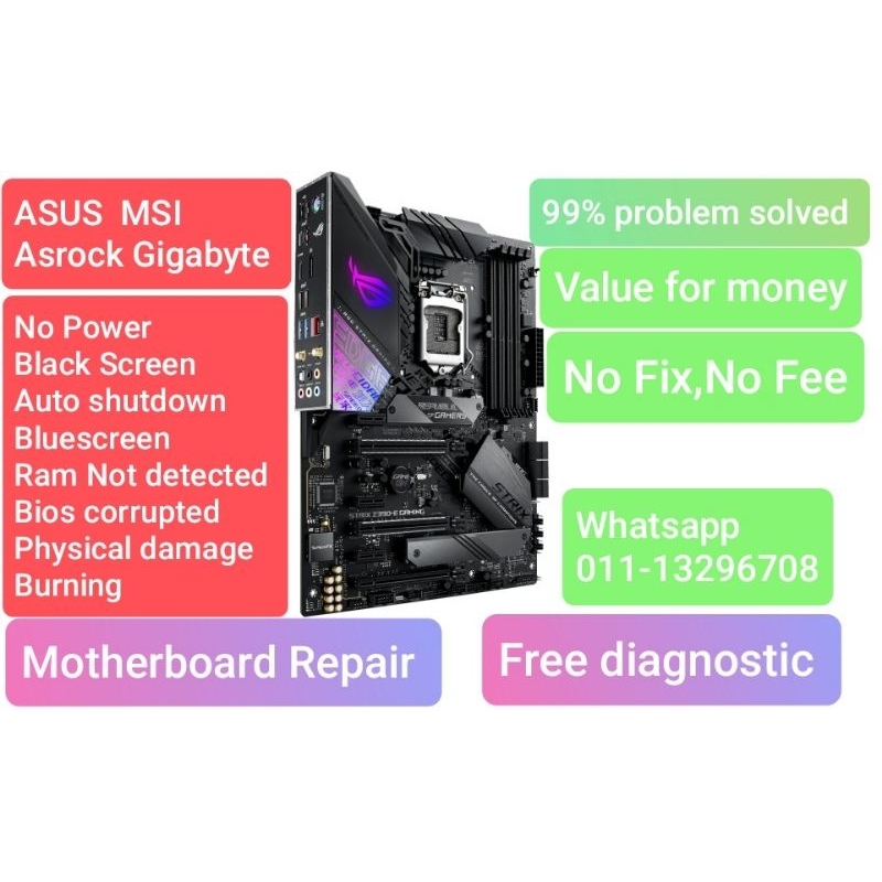 PC Motherboard repair Intel AMD gaming motherboard 1155 1151 1150 1200 ...