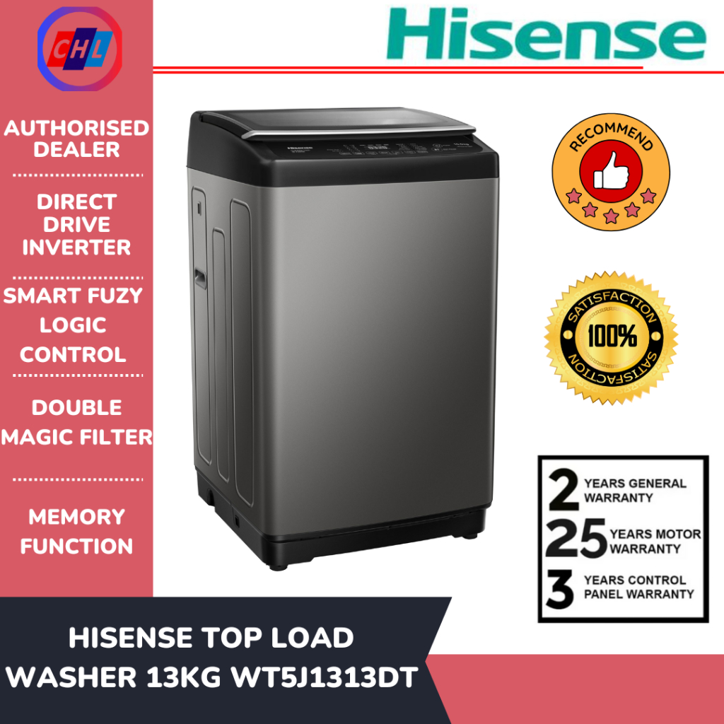 HISENSE (AUTHORISED DEALER) TOP LOAD WASHING MACHINE INVERTER 13KG