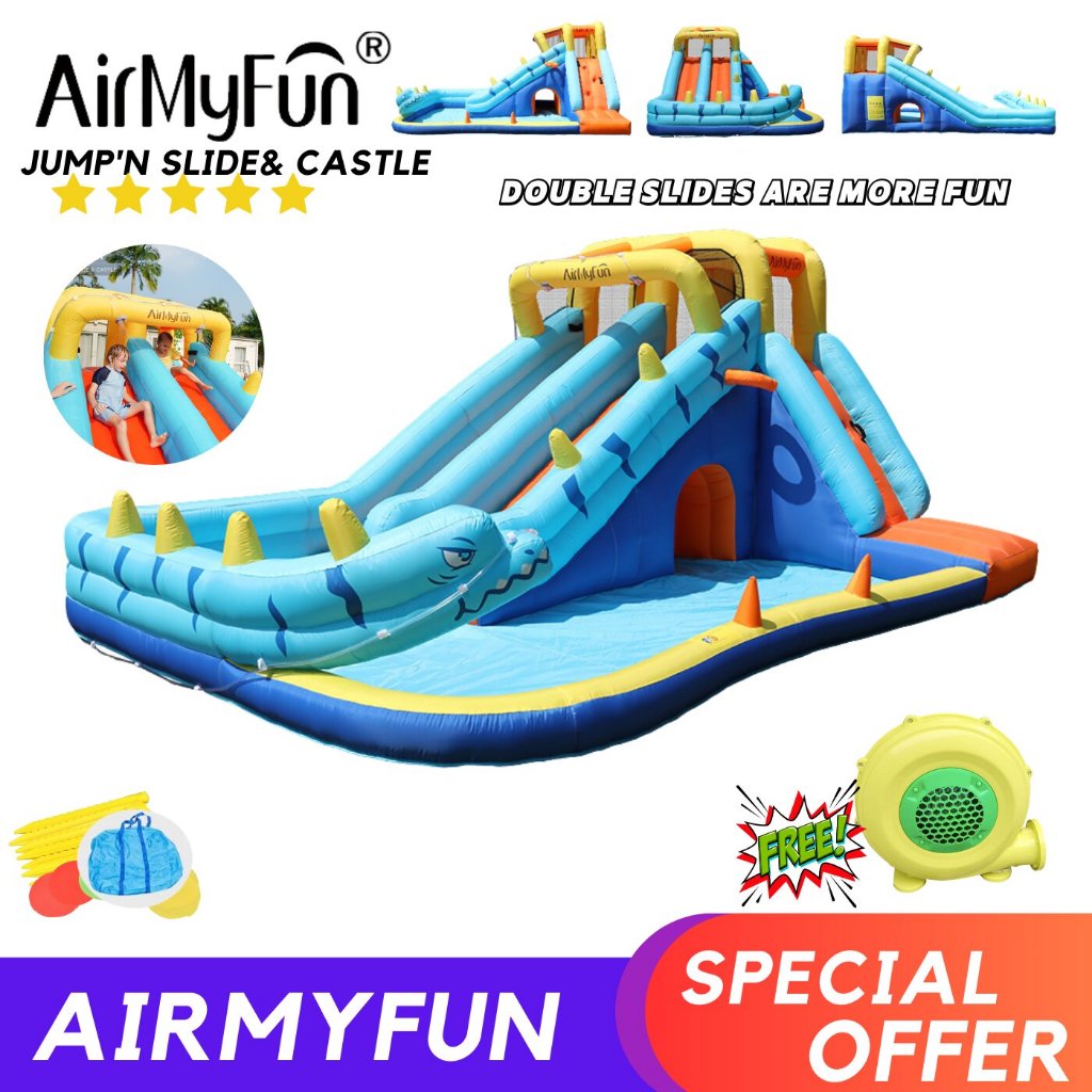 AirMyFun inflatable double slide, inflatable castle, swimming pool ...