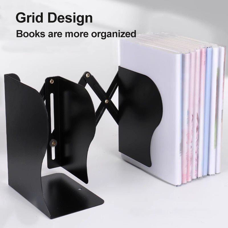 Retractable Bookend Metal Books Stand Desktop Book Rack Adjustable ...