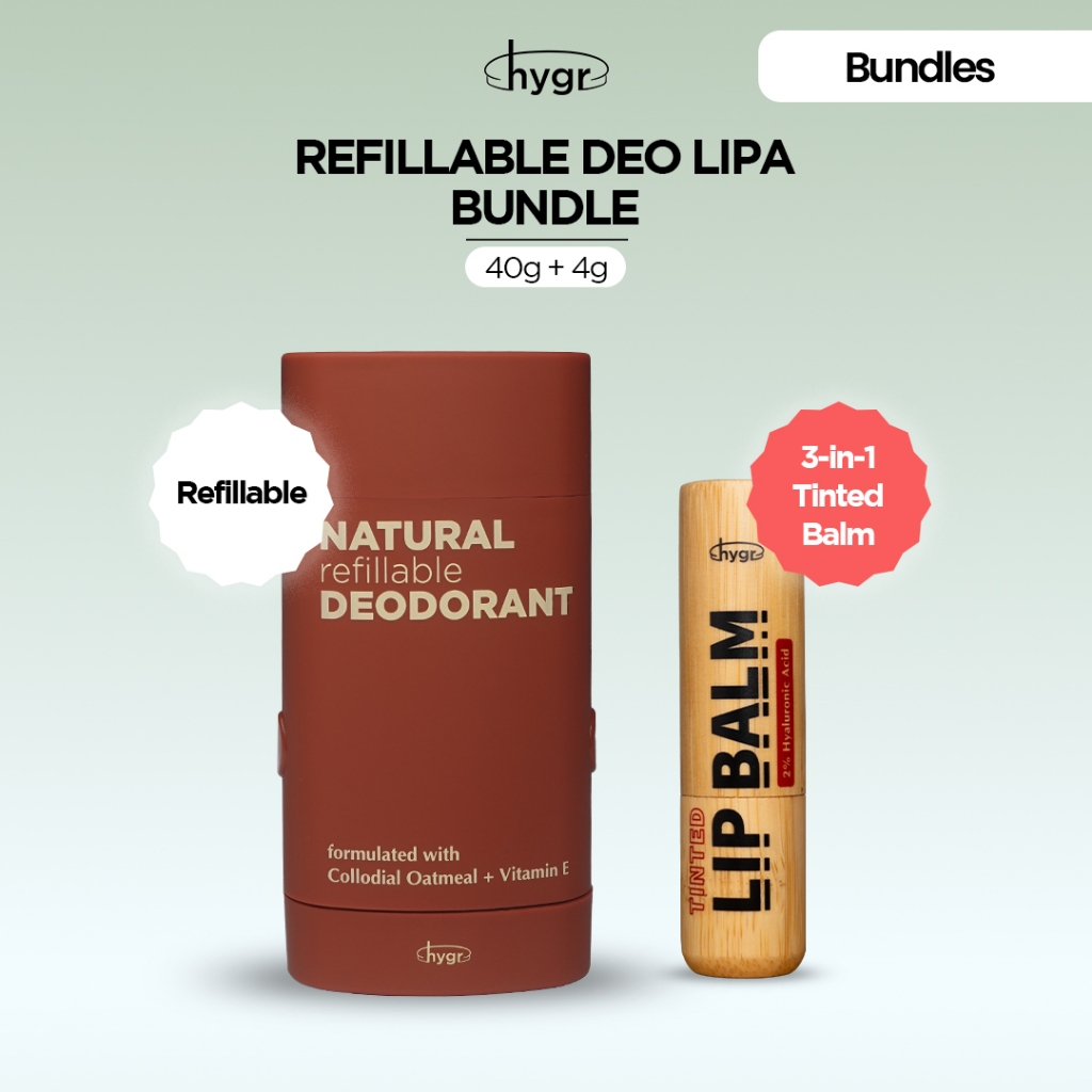 HYGR Natural Refillable Deo Lipa Bundle Holiday Gift Set Natural Lip ...