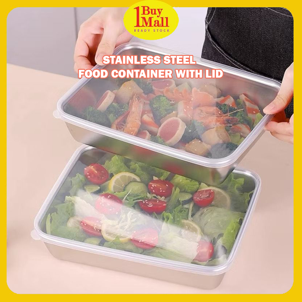 304 Stainless Steel Box With Lid Food Container Crisper Fresh-Keeping ...