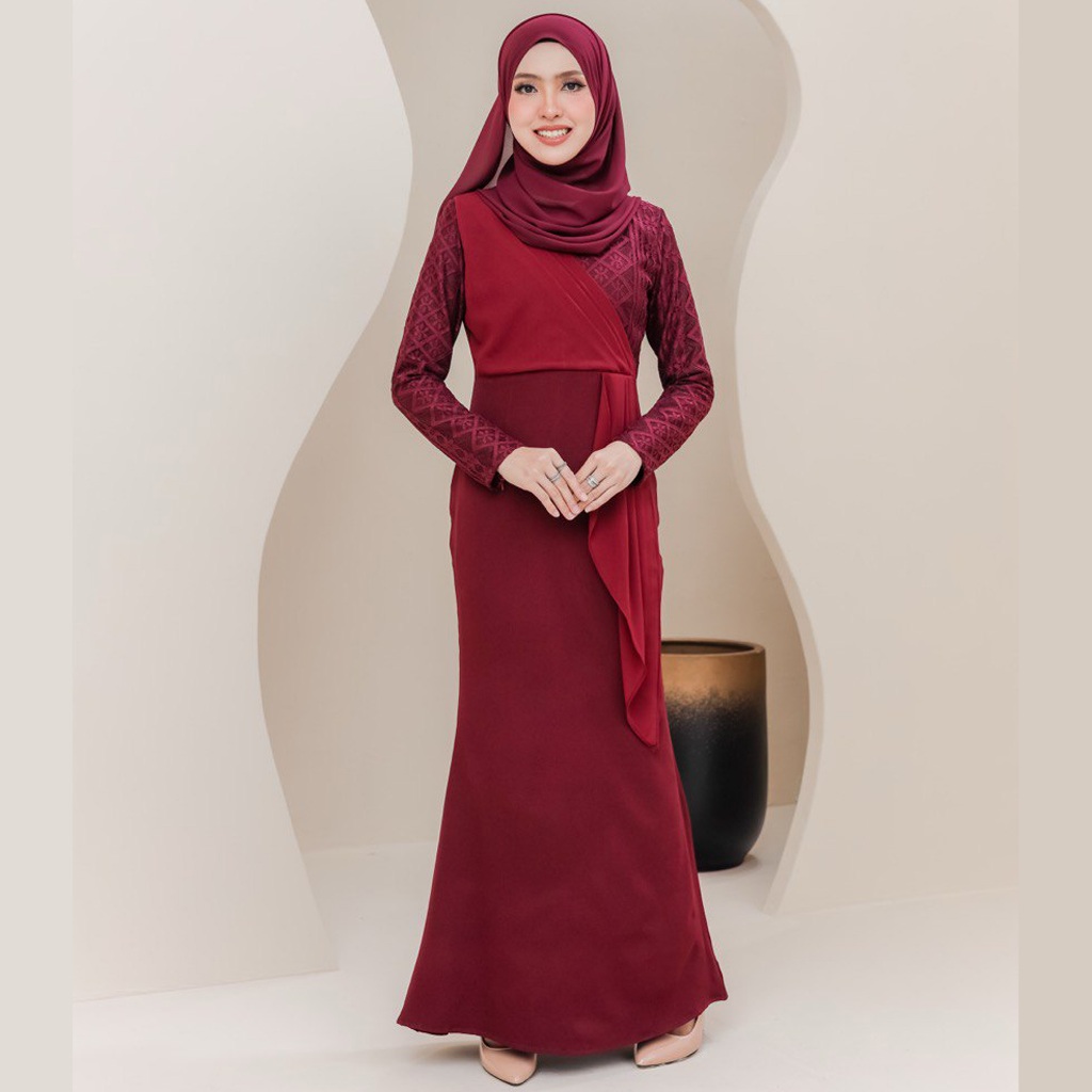 Aima Jubah Chiffon With Lace Exclusive By Fazallina Collection Shopee Malaysia