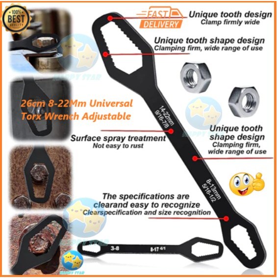 8-24mm Universal Multifunctional Torx Wrench Self-Tightening Repair ...