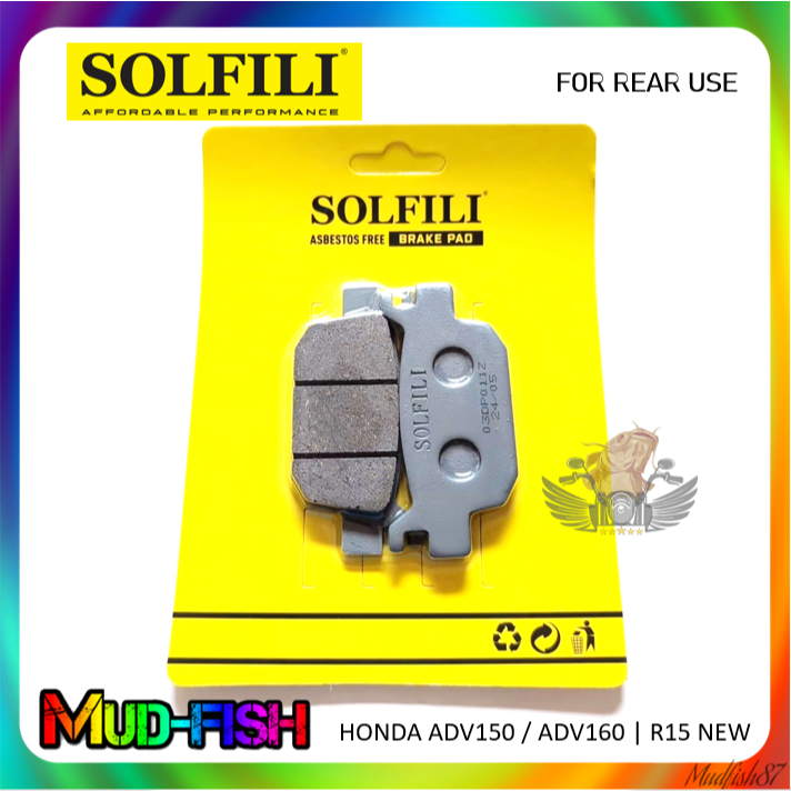 SOLFILI REAR DISC BRAKE BREK PAD BELAKANG FOR HONDA ADV150 ADV160 ...