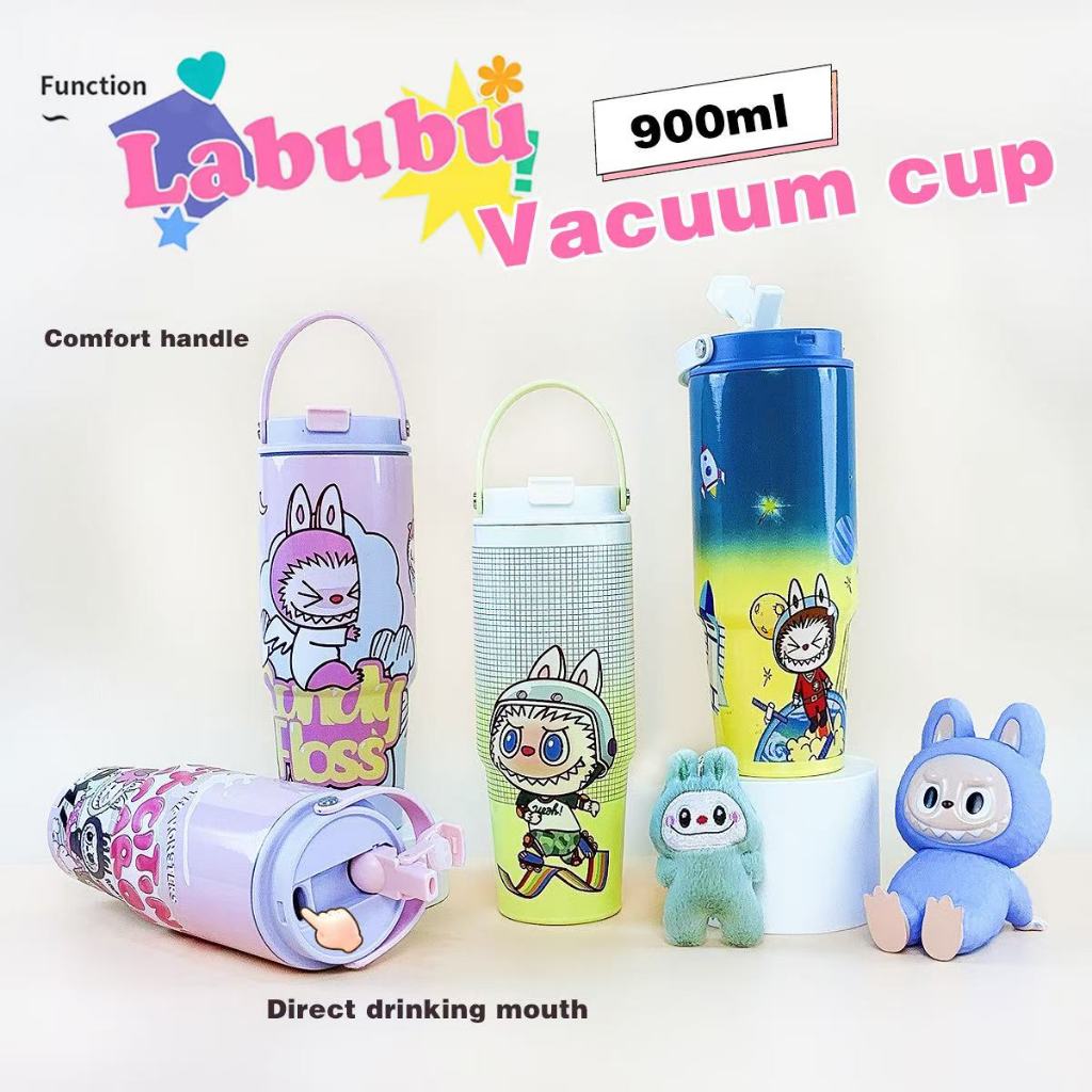 Labubu cartoon cute large capacity 304 stainless steel insulated straw ...