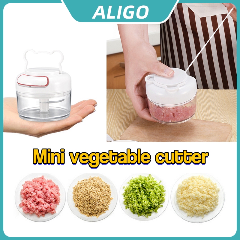 Mini Speedy Manual Food Chopper Hand Pull Rope Chopper 3 Blades Meat ...