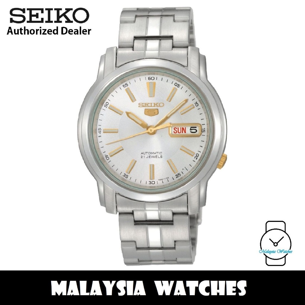 Seiko 5 SNKL77K1 Automatic See-thru Back White Dial Gold Tone
