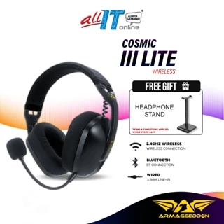 Armaggeddon Cosmic III Lite Bluetooth Wireless 2.4G Gaming Headset with Detachable Mic, 40mm Driver, Over-Ear Headphone