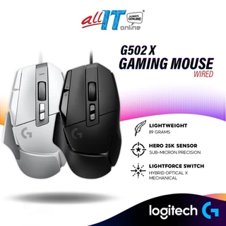 Logitech G502 X Wired Gaming Mouse | LIGHTFORCE Switches | HERO 25K Gaming Sensor - Black / White