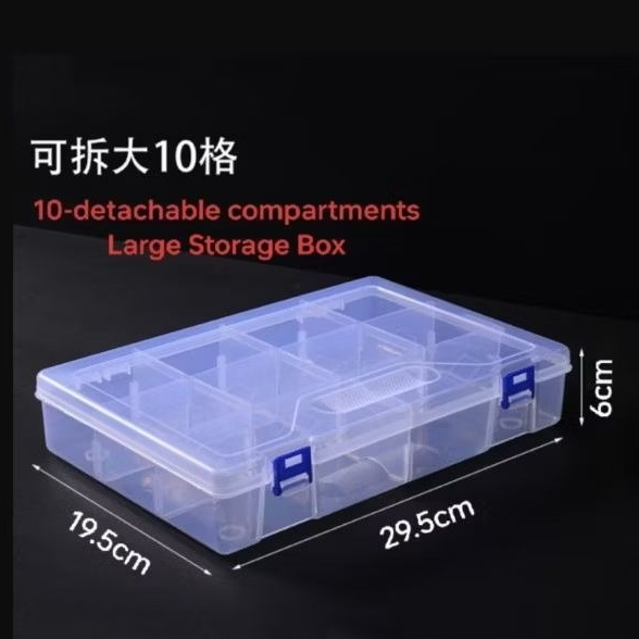 29.5cm*19.5cm*6cm Rectangle 10-Compartments Large Transparent Storage ...
