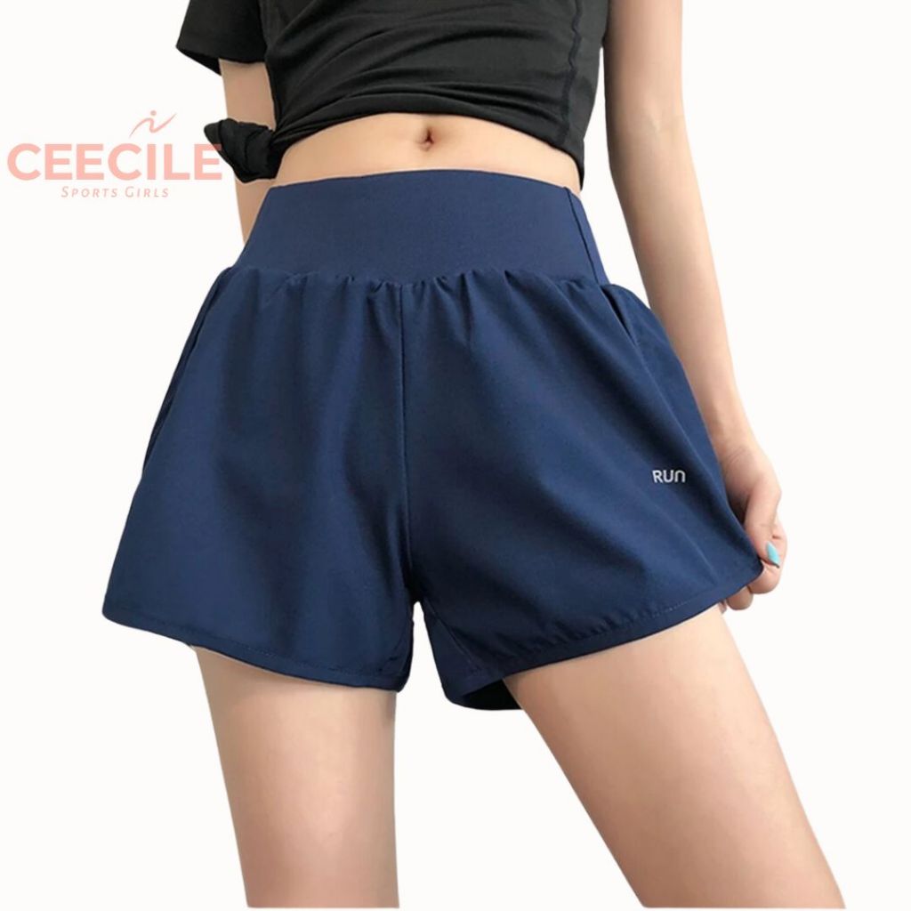 Ceecile Ruby Elastic Waist Pocket Women Running Shorts - Pink SPPA3027 ...