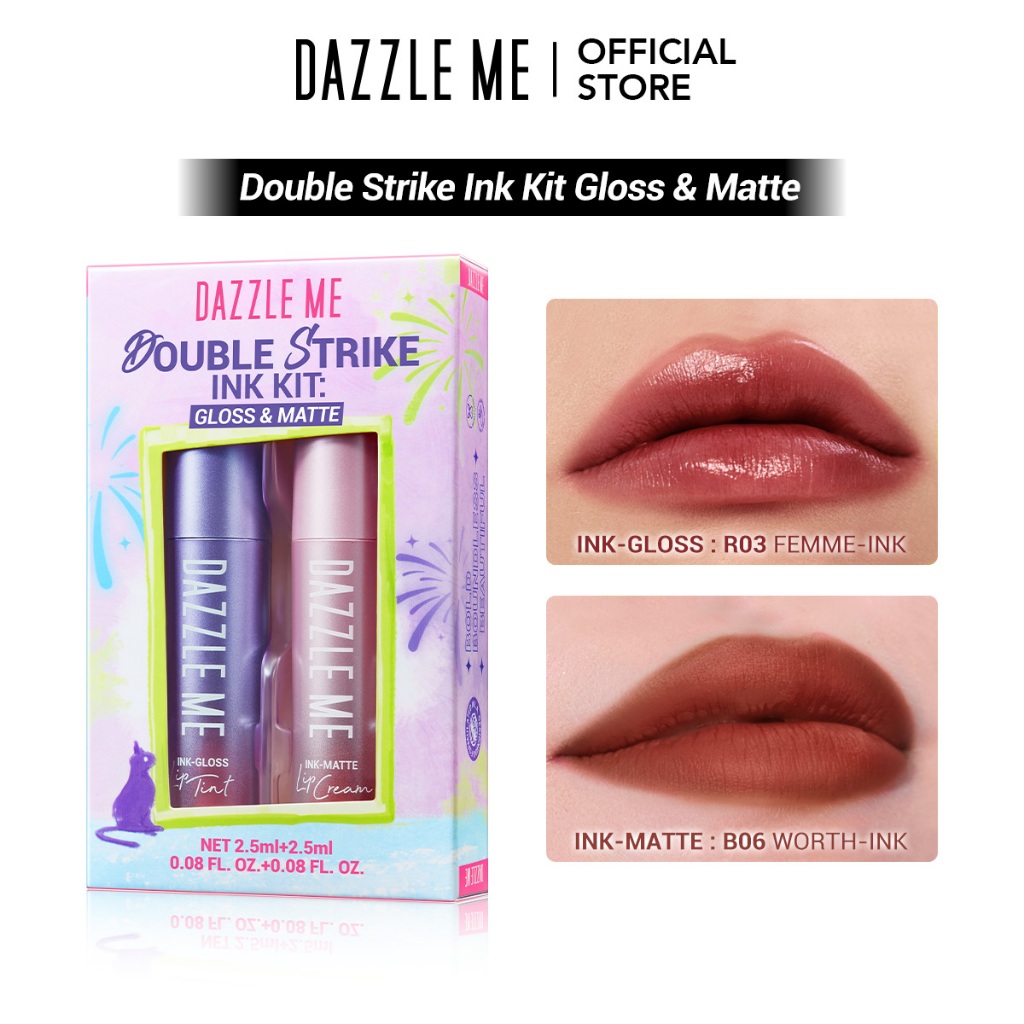 DAZZLE ME Ink-Gloss Lip Tint 12H Smudge-proof Water-Ink Formula Glass ...