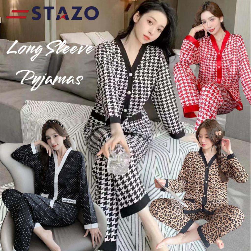 Stazo Long Sleeve Pyjamas Baju Tidur Pajamas Wanita Girl Sleep Wear ...
