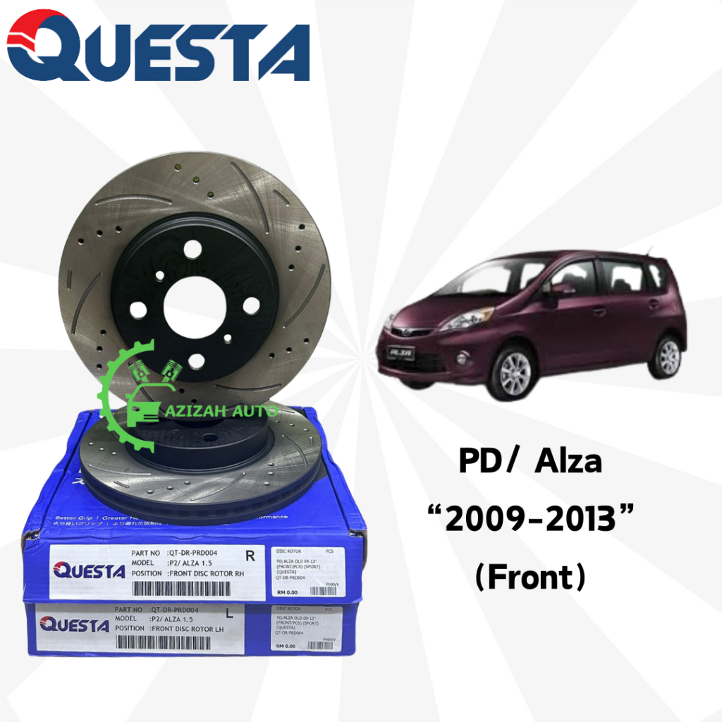 QUESTA BRAKE DISC ROTOR (SPORT) PERODUA ALZA “2009-2013” [FRONT] (2PCS ...
