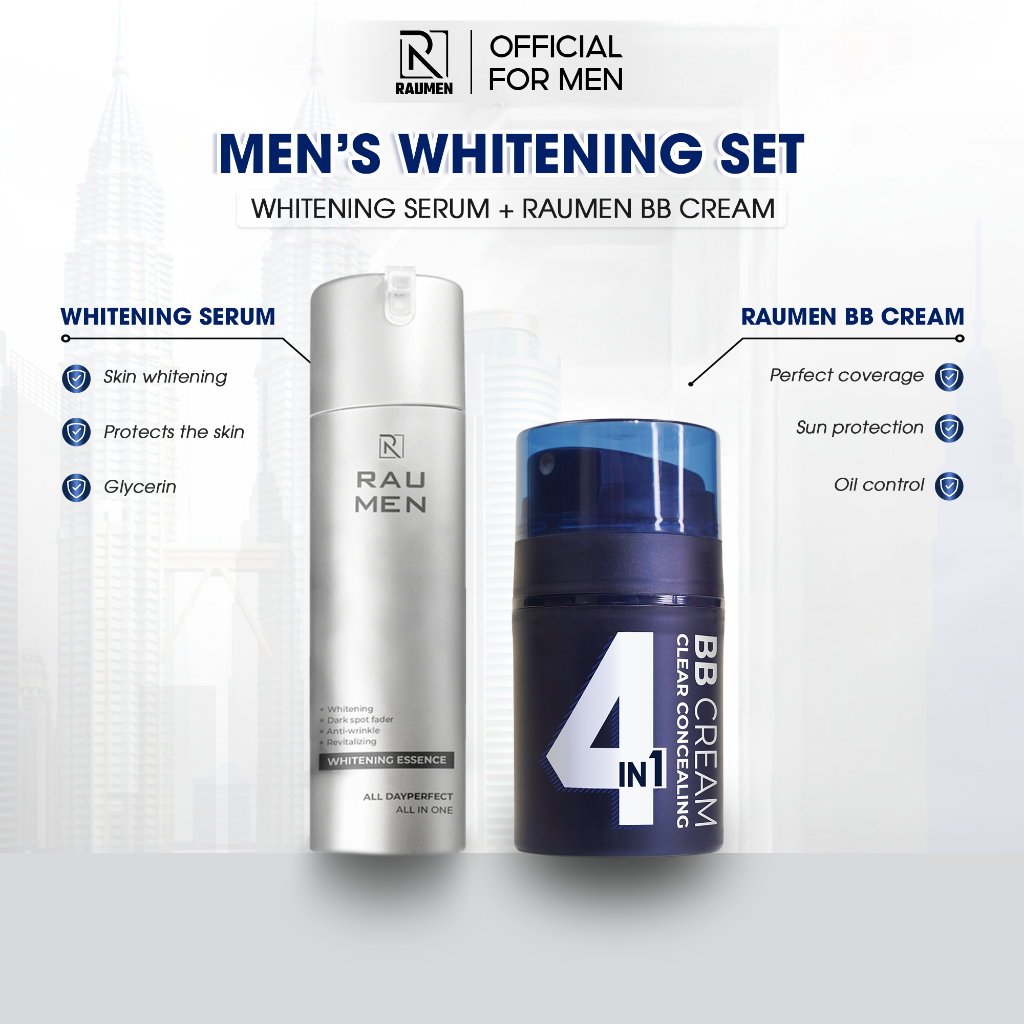 RAUMEN Men's Whitening Set Combo BB Cream Foundation + Whitening Serum ...