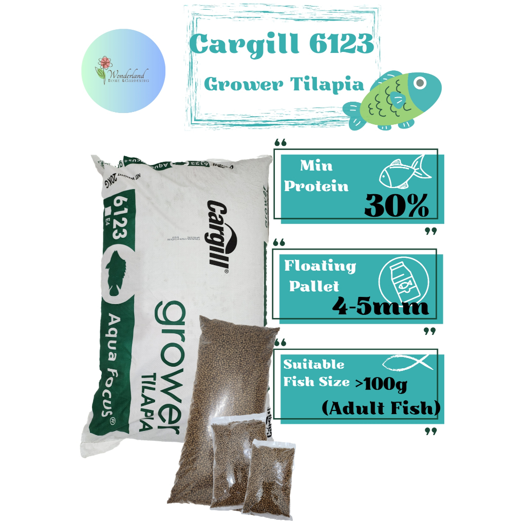 [REPACK 500G/1KG/3KG] Cargill Grower 6123 Pellet Ikan 4mm - 5mm Premium ...