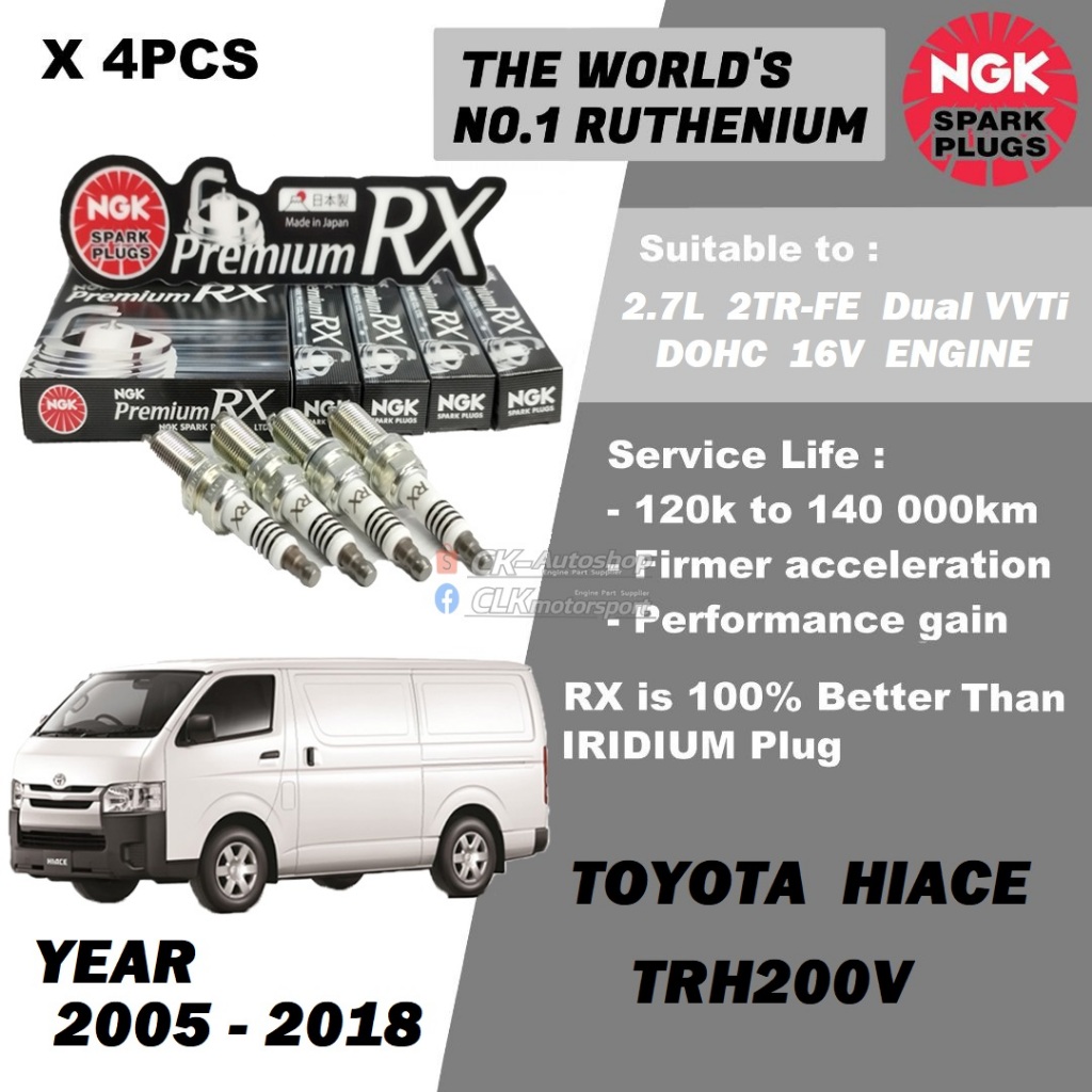 NGK Premium RX Spark Plug - Toyota Hiace TRH200 2.7L 2TRFE Dual VVTi ...