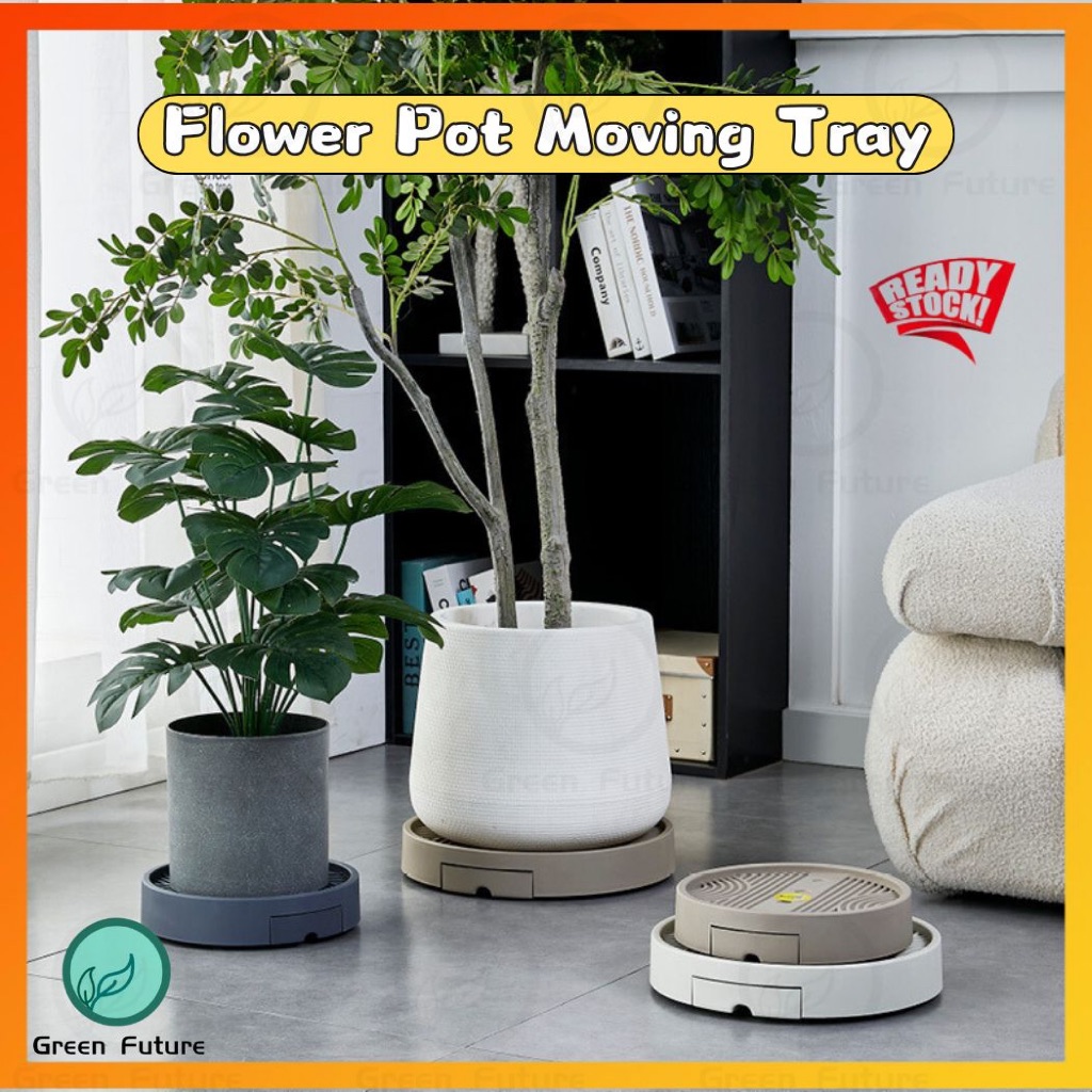 可移动圆形花盆接水托盘 Round Pot Moving Tray Flower Pot Mover Plant Caddy with ...