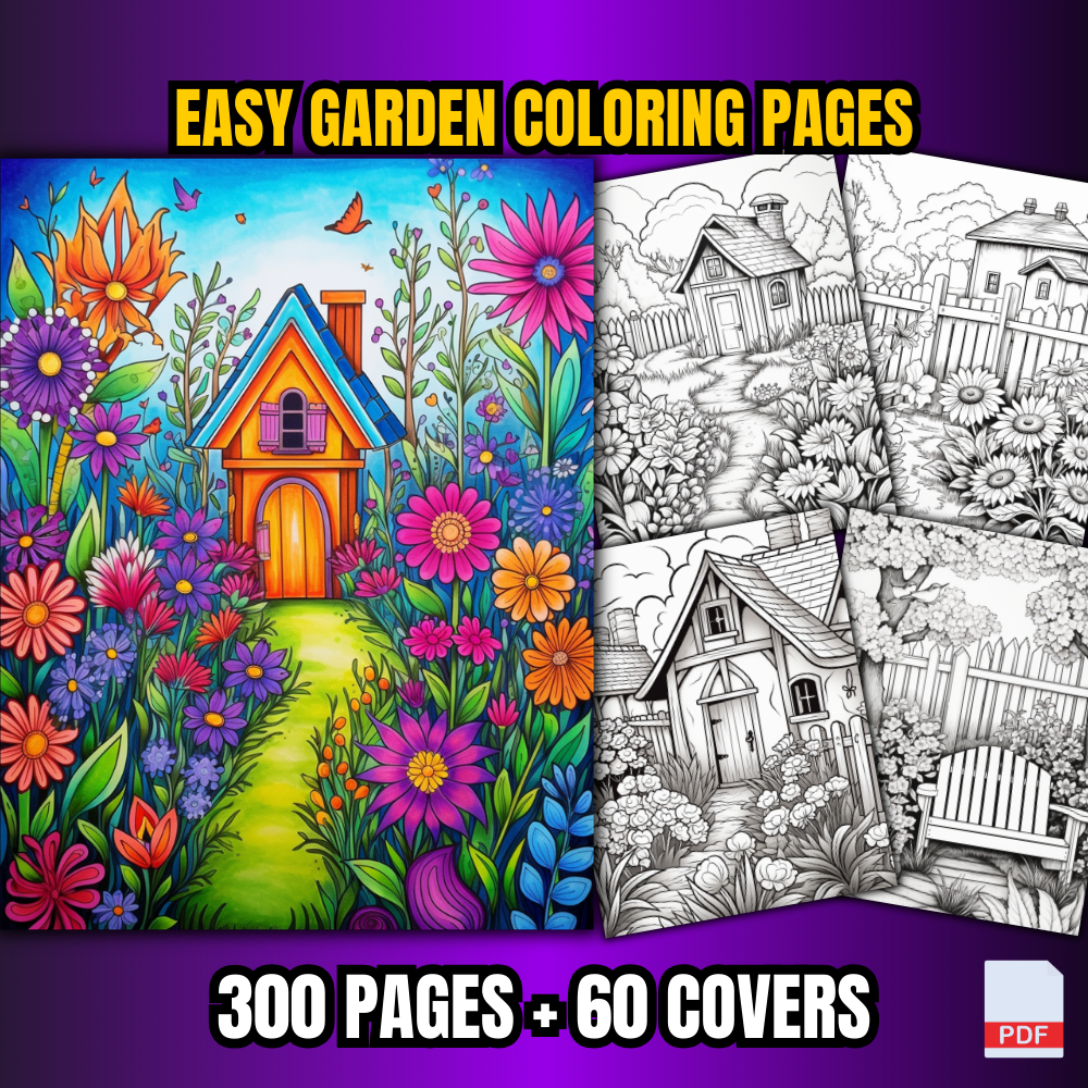 [PDF] EASY GARDEN COLORING PAGES FOR ADULTS (300 PAGES + 60 COVERS ...