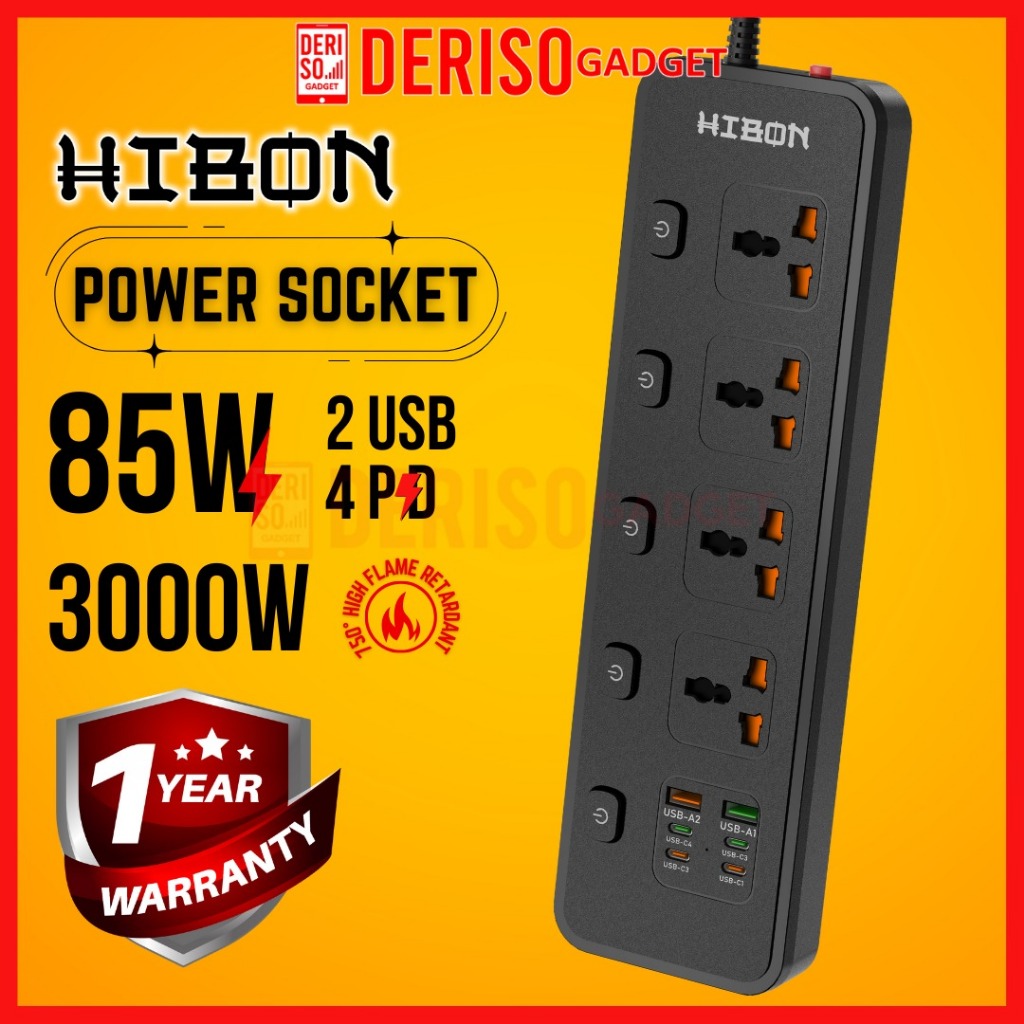 Universal Extension Plug Power Socket 3000W with Independent Switch 4 ...