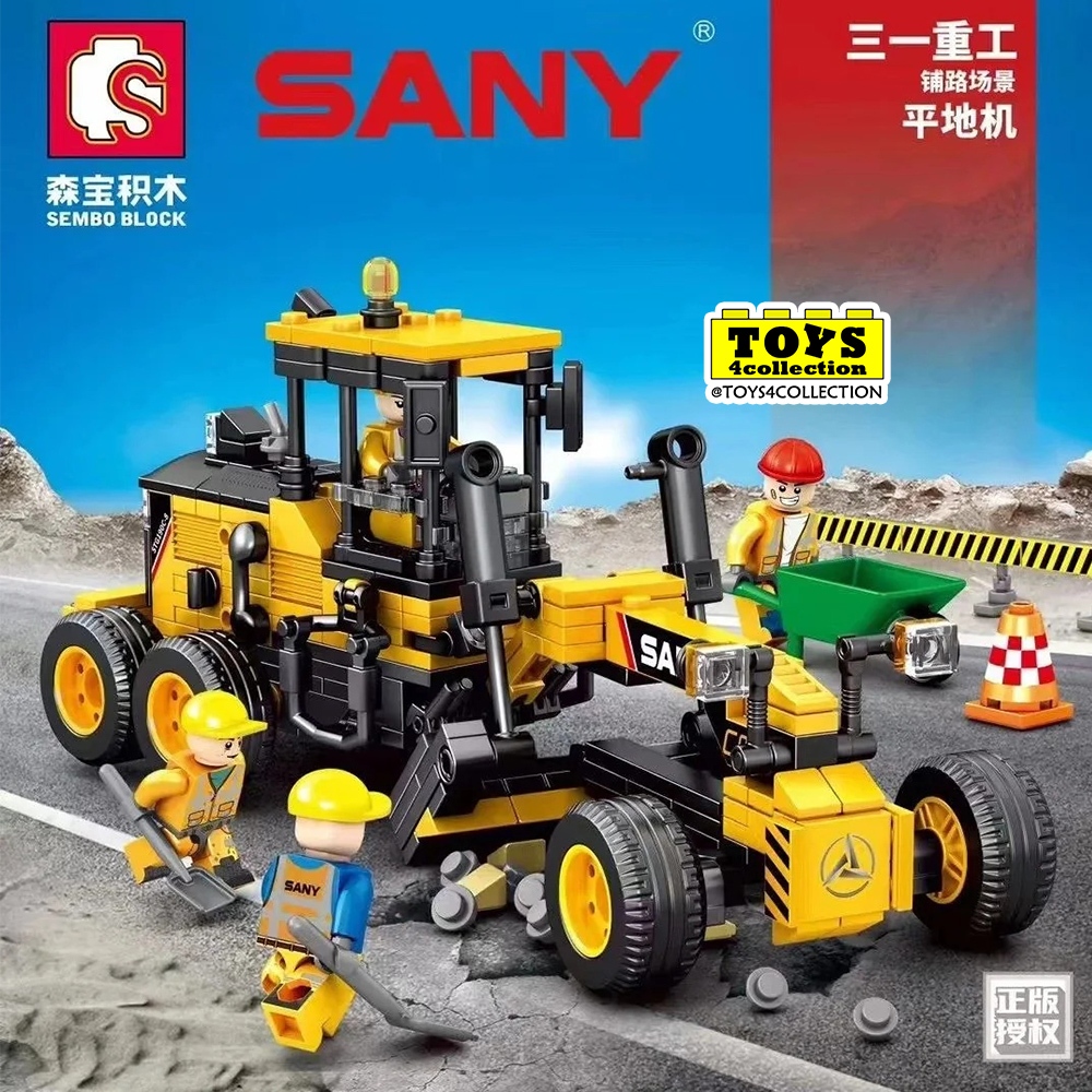 Sembo 712019 Sany Construction Vehicle Grader Truck Building Blocks ...