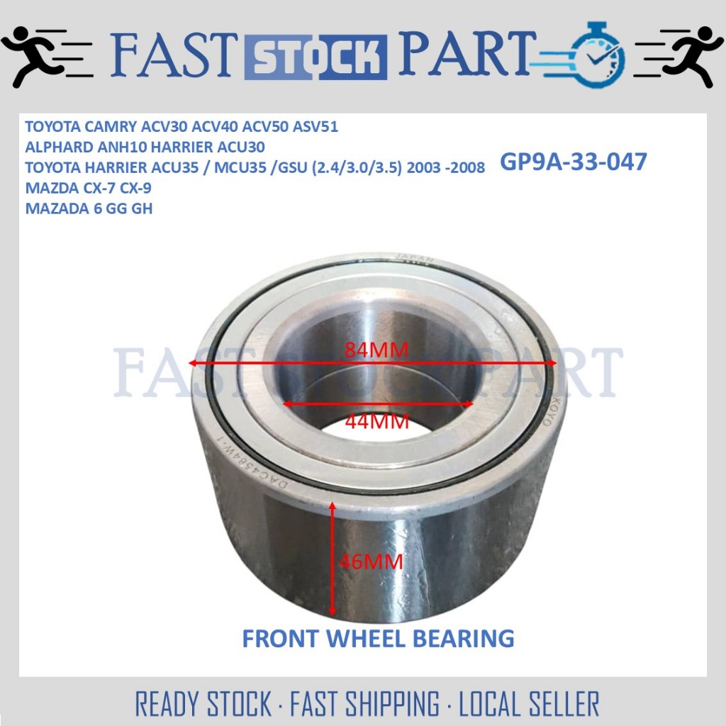 1PC FRONT WHEEL HUB BEARING - GP9A-33-047 TOYOTA CAMRY ACV30 ACV40 ...