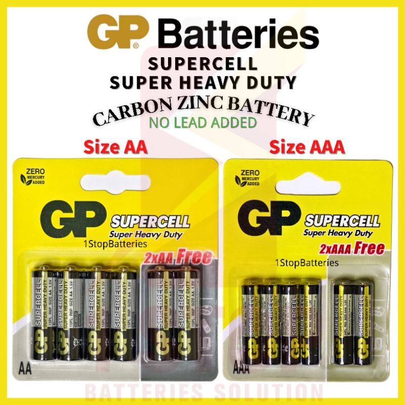 [GENUINE] GP SUPERCELL Super Heavy Duty AA, AAA 1.5V Carbon Zinc ...