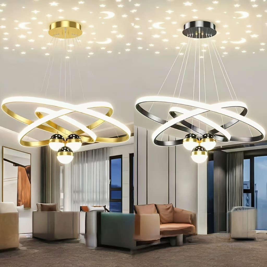 Modern starry sky chandelier ceiling light, living room creative ...
