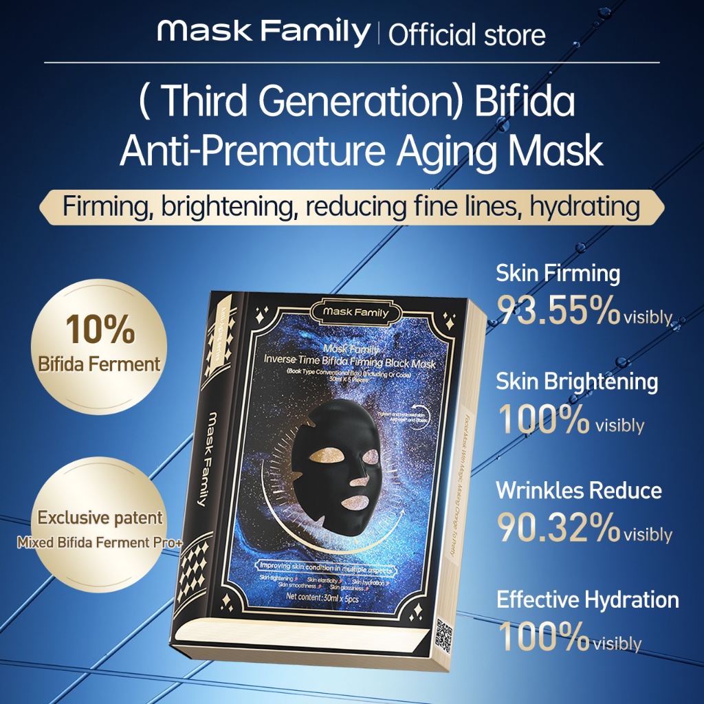Mask Family Bifid Yeast Anti Aging Rejuvenating and Firming Black Mask ...