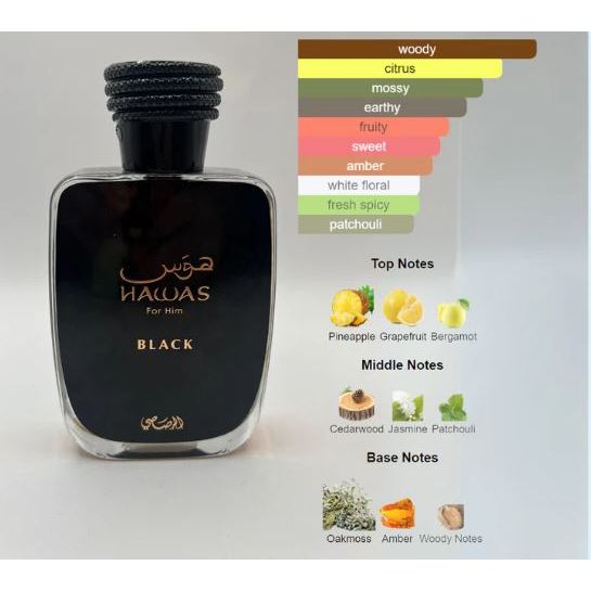 香水(男性用) Rasasi Hawas Black Rasasi Hawas Black EDP For Him 100 ml / 3.33 Fl. oz